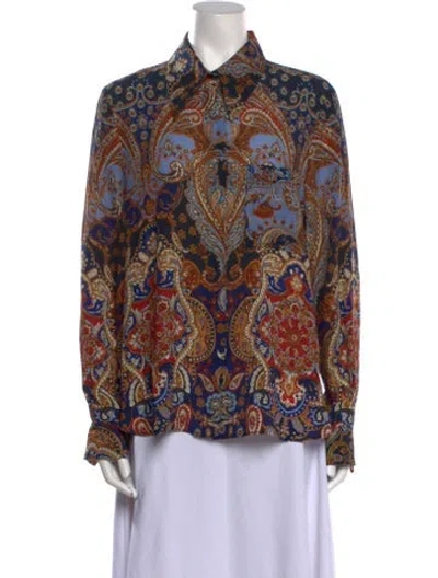 Pre-owned Twp Silk Paisley Print Blouse In Brown
