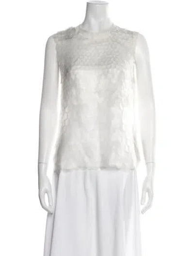 Pre-owned Twp Silk Patterned Top In White