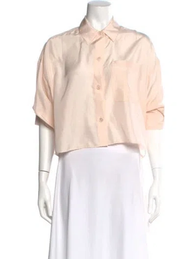 Pre-owned Twp Silk Short Sleeve Button-up Top In Pink