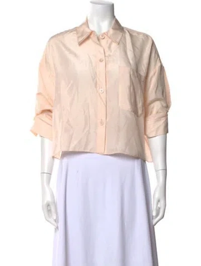 Pre-owned Twp Silk Short Sleeve Button-up Top In Pink