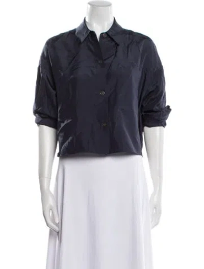 Pre-owned Twp Silk Short Sleeve Crop Top In Blue