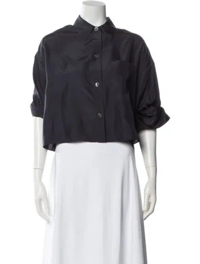 Pre-owned Twp Silk Short Sleeve Crop Top In Blue