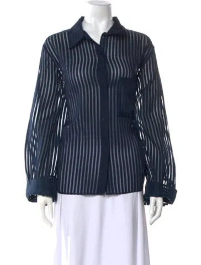 Pre-owned Twp Silk Striped Blouse W/ Tags In Blue