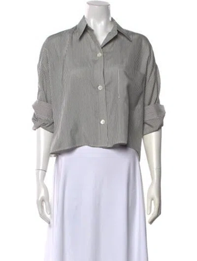 Pre-owned Twp Silk Striped Button-up Top In Grey