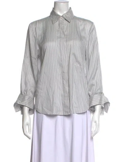 Pre-owned Twp Silk Striped Button-up Top In Grey