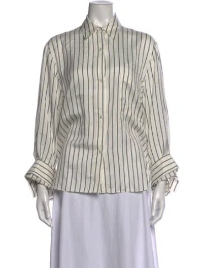 Pre-owned Twp Silk Striped Button-up Top In Grey