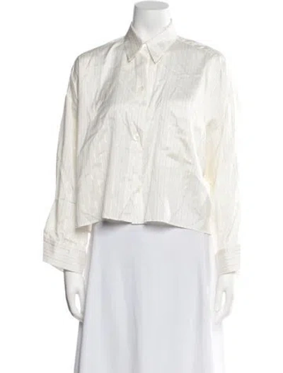 Pre-owned Twp Silk Striped Button-up Top In Metallic/neutrals