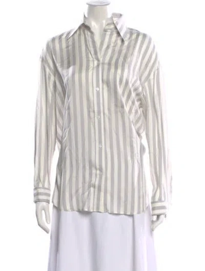 Pre-owned Twp Silk Striped Button-up Top In Multi