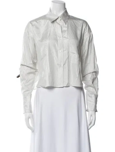 Pre-owned Twp Silk Striped Button-up Top In Multi