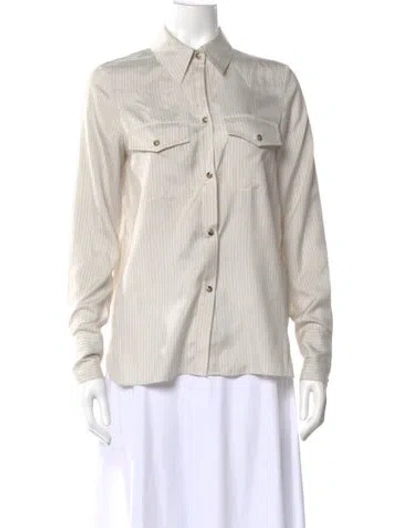 Pre-owned Twp Silk Striped Button-up Top In Neutral
