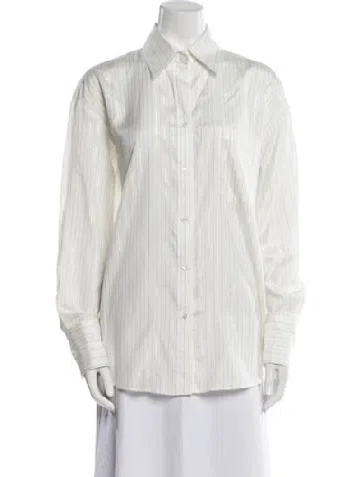 Pre-owned Twp Silk Striped Button-up Top In Neutral