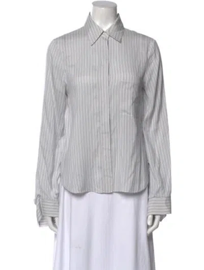 Pre-owned Twp Silk Striped Button-up Top In Neutral