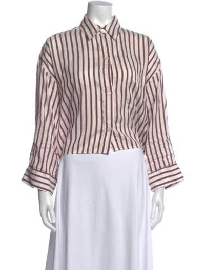 Pre-owned Twp Silk Striped Button-up Top In Neutral