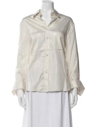 Pre-owned Twp Silk Striped Button-up Top In Neutral