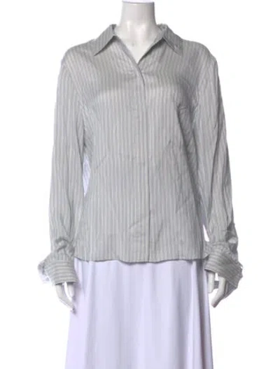 Pre-owned Twp Silk Striped Button-up Top In Neutral