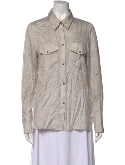 Pre-owned Twp Silk Striped Button-up Top In Neutrals