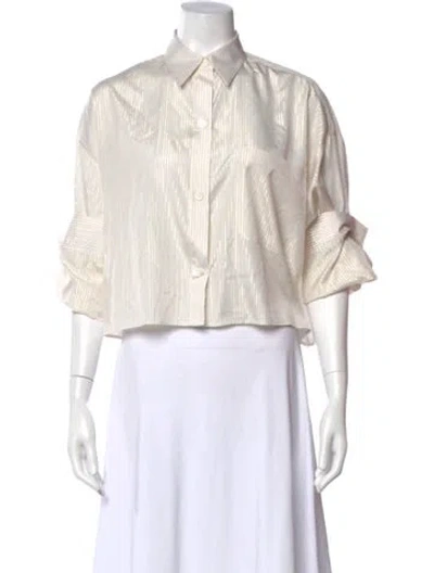 Pre-owned Twp Silk Striped Button-up Top In Pink