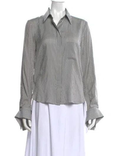Pre-owned Twp Silk Striped Button-up Top In Silver