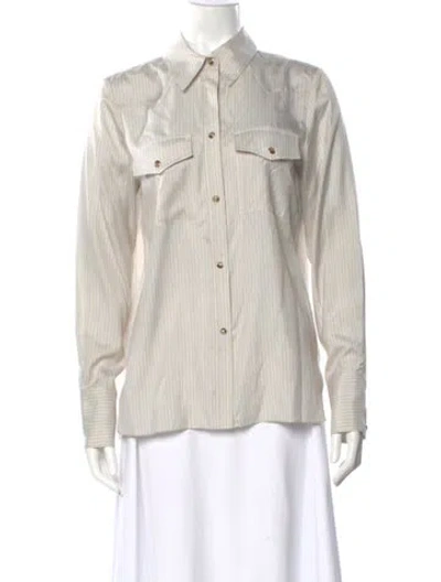 Pre-owned Twp Silk Striped Button-up Top W/ Tags In Neutral