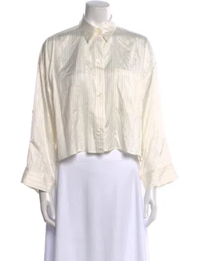 Pre-owned Twp Silk Striped Crop Top In Neutral