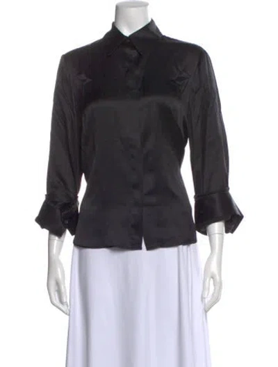 Pre-owned Twp Silk Three-quarter Sleeve Blouse In Black