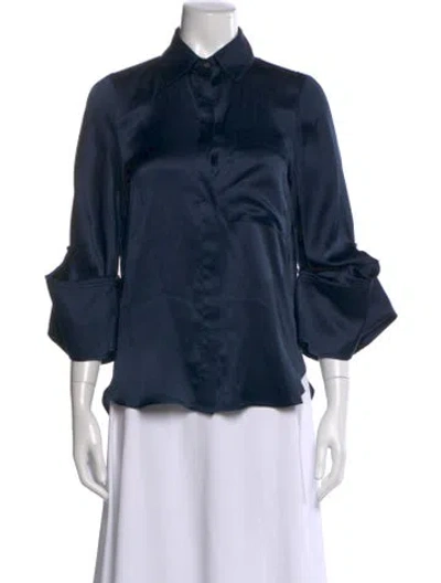 Pre-owned Twp Silk Three-quarter Sleeve Blouse In Blue