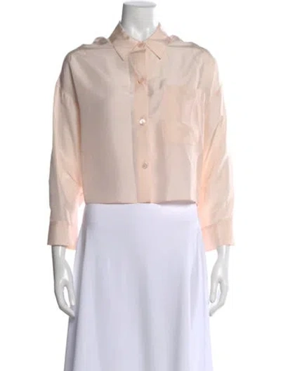 Pre-owned Twp Silk Three-quarter Sleeve Button-up Top In Pink