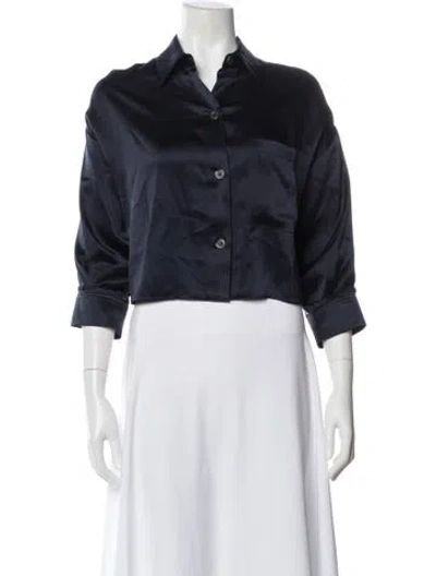 Pre-owned Twp Silk Three-quarter Sleeve Button-up Top W/ Tags In Blue