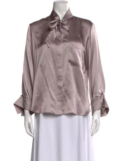Pre-owned Twp Silk Tie Neck Blouse In Gray