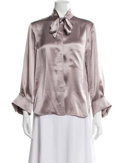 Pre-owned Twp Silk Tie Neck Blouse In Purple