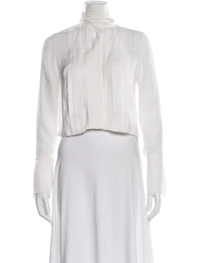 Pre-owned Twp Silk Tie Neck Blouse In White