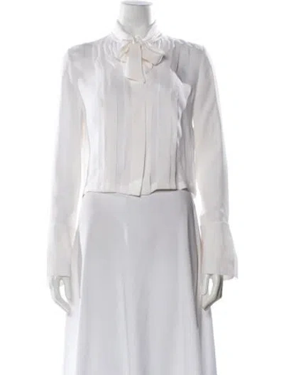 Pre-owned Twp Silk Tie Neck Blouse In White