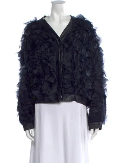 Pre-owned Twp Silk V-neck Blouse In Blue