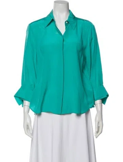 Pre-owned Twp Silk V-neck Blouse In Blue