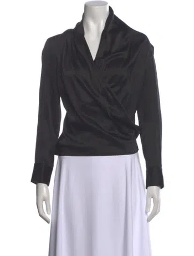 Pre-owned Twp Silk V-neck Blouse In Blue