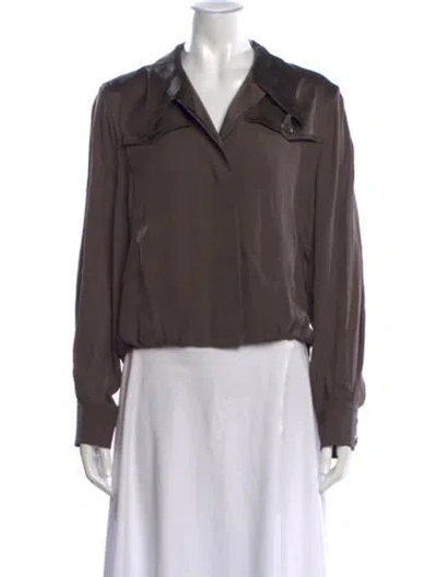 Pre-owned Twp Silk V-neck Blouse In Brown
