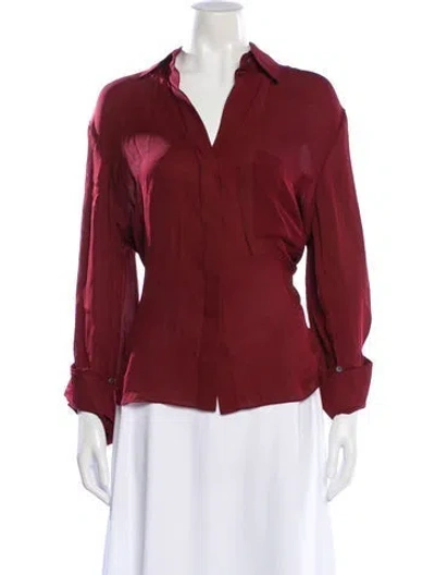 Pre-owned Twp Silk V-neck Blouse In Red
