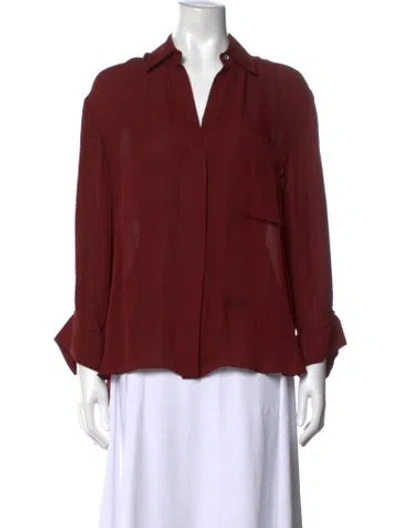 Pre-owned Twp Silk V-neck Blouse In Red