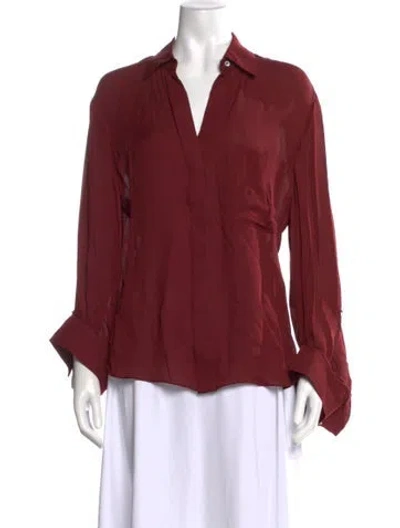 Pre-owned Twp Silk V-neck Blouse In Red