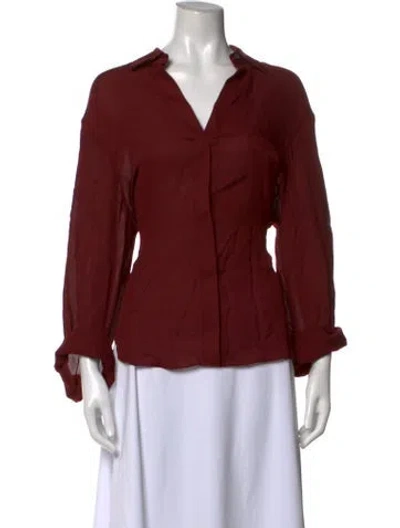 Pre-owned Twp Silk V-neck Blouse In Red