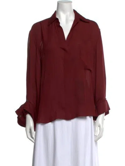 Pre-owned Twp Silk V-neck Blouse In Red