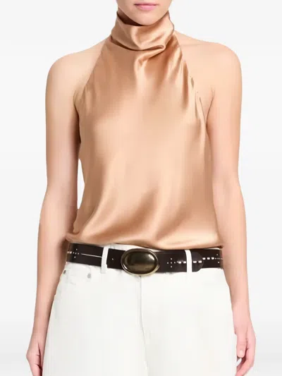 Twp Silk-charmeuse Halter Top In Neutral
