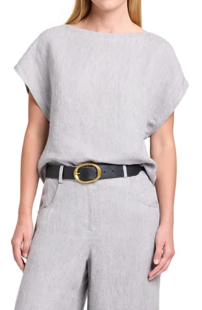 Twp Simple T Boat-neck Cap-sleeve Top In Gray