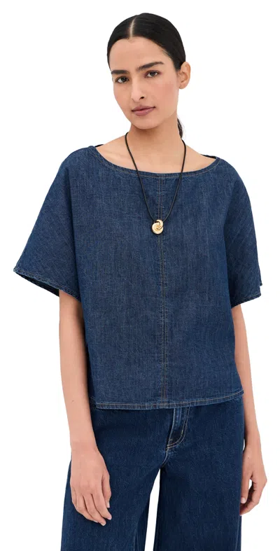 Twp Simple Denim Tee Dark Stone In Blue