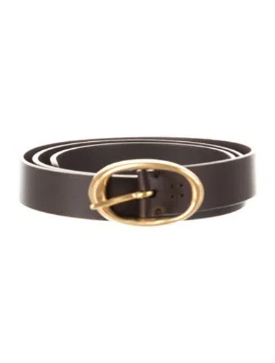 Pre-owned Twp Skinny Leather Waist Belt In Brown