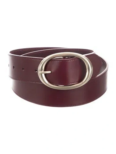 Pre-owned Twp Skinny Leather Waist Belt W/ Tags In Burgundy
