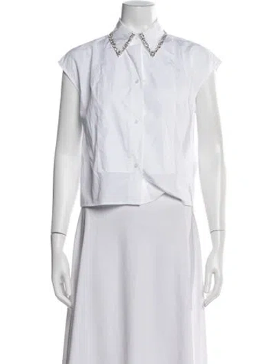 Pre-owned Twp Sleeveless Button-up Top In White