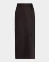 Twp Slit Skirt In Wool-cashmere Flannel In Brown