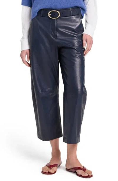 Twp Slouchy Boyfriend Crop Leather Pants In Blue