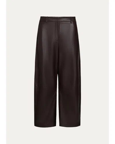 Twp Slouchy Wide-leg Leather Pants In Dark Chocolate